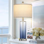 Ruzectt 26" Glass Table Lamp Single, 3-Way Dimmable Touch Control Living Room Lamp with USB C+A Ports & AC Outlet, Coastal Bedside Lamps, Bedroom Lamps for Nightstand Side End Table Desk, Blue-1PK - color: Blue-1PK