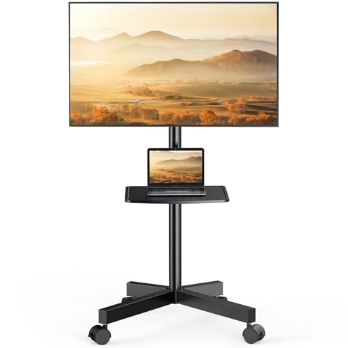 PERLESMITH Rolling TV Stand for 23-63 Inch Flat/Curved Screen TVs up to 88 lbs, Mobile TV Stand on Wheels, Portable TV Stand with Tilt & Height Adjustable,Outdoor TV Stand Max VESA 400x400mm PSTVMC10 - size: 23-63 Inch