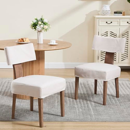 RIVOVA Linen Dining Chairs Set of 4 with Seat Covers, Modern Dining Chairs with Wood Legs, Farmhouse Fabric Upholstered Dining Room Kitchen Side Chairs, Beige - color: Beige Cover