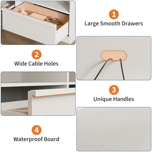 Modern TV Stand with Storage for TVs Up to 85", 70 inch Media Console with Drawer & Open Shelves, Mid Century Entertainment Center for Living Room, White - color: White
