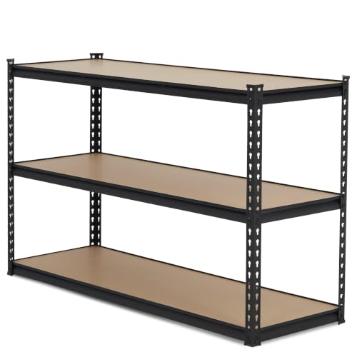Heavy Duty 3-Tier Adjustable Metal Garage Shelving Unit – 1500 lbs Capacity, 60" W x 24" D x 36" H, Carbon Steel Freestanding Storage Shelf for Basement, Warehouse, Kitchen – Black Matte Hole - size: 60x24x36"