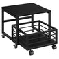 HOOBRO End Table, Mini Fridge Stand with Storage, Mini Fridge Table with Wheels and Adjustable Feet, Sturdy Metal Frame, for Living Room, Bedroom, Office, Black BB155TL01 - color: Black