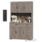 HOSTACK 71" Pantry Cabinet with Charging Station, Tall Kitchen Pantry Storage Cabinet with Microwave Stand, Farmhouse Kitchen Hutch with Storage Drawers for Living Room, Dining Room, Ash Grey - color: Ash Grey