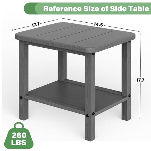 Patio Side Table, Small Rectangular HDPE Adirondack End Table for Outdoor Use in Pool, Garden, Lawn, Backyard,Grey - color: Grey