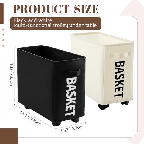 AceOrbit Under Desk Rolling Storage Basket with Wheels; Foldable Space-Saving Organizer for Books, Files & Office Supplies, 21l Lightweight Desk Storage for Home, Dorm & Office