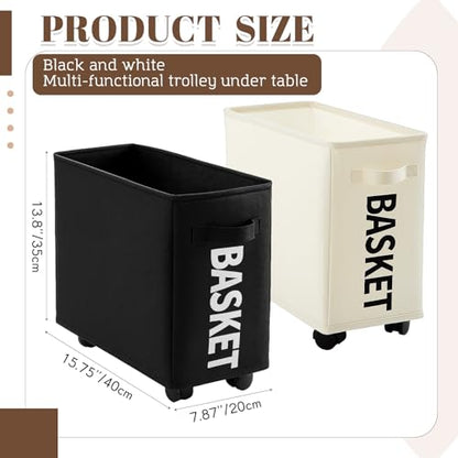 AceOrbit Under Desk Rolling Storage Basket with Wheels; Foldable Space-Saving Organizer for Books, Files & Office Supplies, 21l Lightweight Desk Storage for Home, Dorm & Office