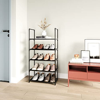 5-Tier Stackable Shoe Rack, Narrow Shoe Stand for 10-12 Pairs Shoe and Boots Organizer Storage Shelf Space Saving for Closet, Entryway and Hallway(Black) - size: 5-Tier(Black)-Narrow