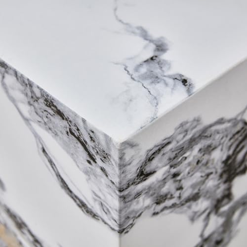 15.7" H Square Compact Coffee Table,Small Cube End Table,Modern Side Table with Stylish Faux Marble Pattern,Minimalist Accent Table for Living Room,Office,Apartment,Nightstand(White,15.7") - color: White,15.7"h