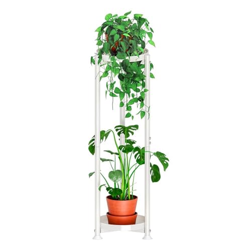 YIZAUIA Plant Stand Indoor Corner Tall 2 Tier Metal Tiered Single Small Plant Stands Sturdy Shelf for Living Room Balcony Garden,White - color: White, size: 2 Tier
