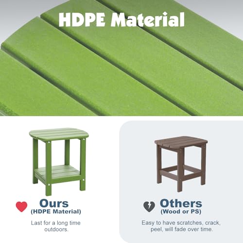 Outdoor Side Table 2 -Tier Adirondack Table HDPE Patio Side Table Weather Resistant End Table Small Outdoor Table (Lime) - color: Lime