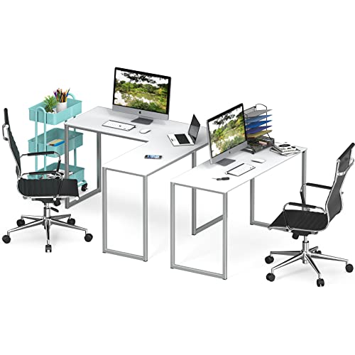 SHW Mission 48 x 48 Inches L-Shape Home Office Computer Desk, White - color: White, size: 48-Inch L-Shaped