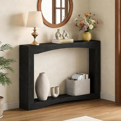 Narrow Console Table, 5.9'' Thin Entryway Table, Behind Couch Table for Small Spaces, Small Farmhouse Hallway Table, for Living Room, Hallway, Foyer, Black CT19BK - color: Black