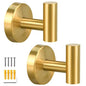 2 Pack Brushed Golden Towel Hooks, SUS304 Stainless Steel Bathroom Hooks | for Bedroom Kitchen Hotel Office - color: 2 Pack Brushed Golden