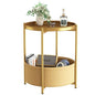 Garden 4 you Side Table with Fabric Storage Basket, Round Metal End Table, Small Bedside Table Nightstand with Removable Tray, for Nursery, Living Room, Bedroom, Bathroom, Gold - color: Gold