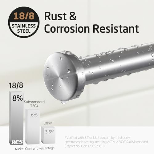 KES Width Adjustable Free Standing Towel Rack with 3X Thicker Weighted Golden Granite Base, 2-Tier Wooden Towel Rack Stand for Bathroom Floor, 18/8 Stainless Steel, Brushed Finish, BTH800-GBS - color: Golden Granite