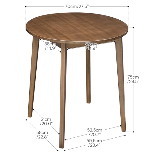 HOOBRO Bamboo Dining Table, Round Dining Table for 2, 27.5" Kitchen Table for Small Space, Writing Table, Easy to Assemble, for Dining Room, Living Room, Office, Kitchen, Apartment, Brown BR71CZ01G1 - color: Brown