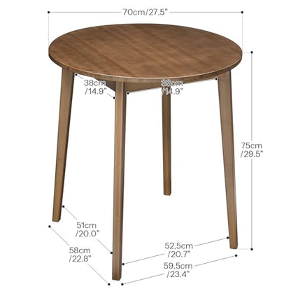 HOOBRO Bamboo Dining Table, Round Dining Table for 2, 27.5" Kitchen Table for Small Space, Writing Table, Easy to Assemble, for Dining Room, Living Room, Office, Kitchen, Apartment, Brown BR71CZ01G1 - color: Brown