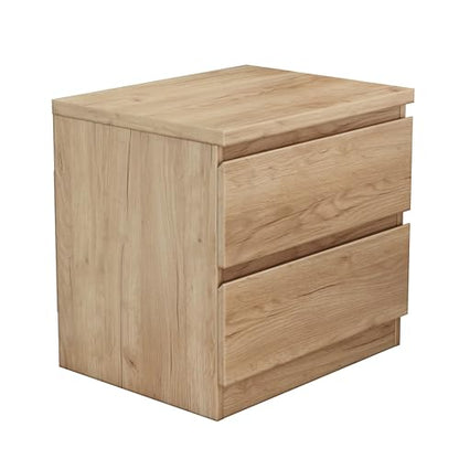 Nightstand with Drawers, Bedside Table with Drawers, Sofa Side Table Storage Cabinet, Night Stand for Bedroom Living Room (1, 2 Drawers Nature, 19.7" W×15.6" D×18.9" H) - color: 2 Drawers Nature