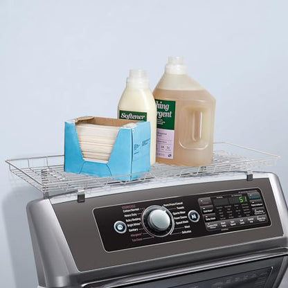 Household Essentials Rear Display Over-The-Washer Storage Shelf to Organize and Store Laundry Room Supplies, Silver - color: Silver