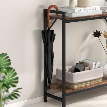 Livofloral Narrow Console Table, Small Entryway Table with 2 Support Bar, Thin Sofa Table, Small Couch Table, Display Table, Side Table for Living Room, Hallway, Bedroom, Rustic Brown - color: Rustic Brown