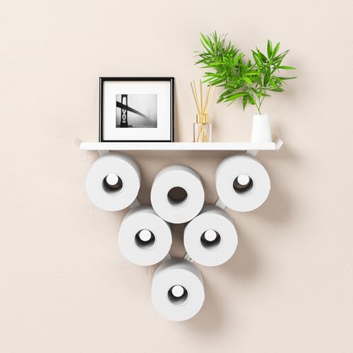 Toilet Paper Holder Rack, Funny Wall Mount Toilet Paper Storage for Extra 12 Rolls, Metal Wall Art Sculpture Bathroom Decor Tissue Holder Shelf (White) - color: White