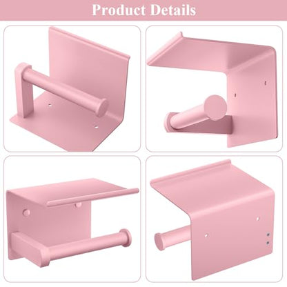 Toilet Paper Holder with Shelf Wall Mounted Toilet Paper Roll Dispenser | Heavy Duty Stainless Steel Blush Pink - color: G-blush Pink