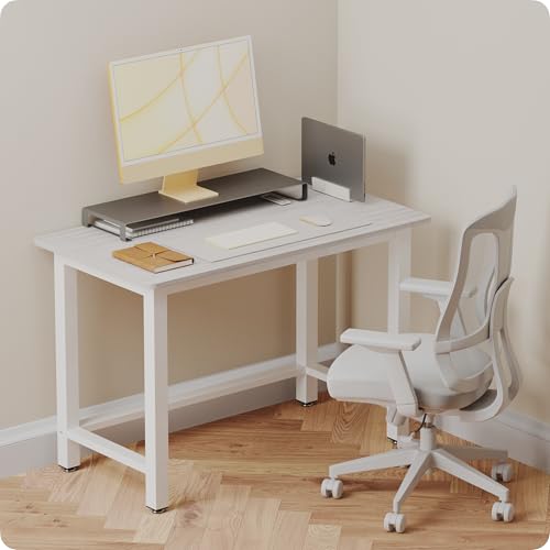 43'' Home Office Desk Modern Computer Desk 43.3X 23.6x29.5 inches PC Table with Thicken Frame Industrial Style Sturdy Metal Frame Furniture for Writing Gaming Grey Oak+White - color: Grey Oak, size: 43