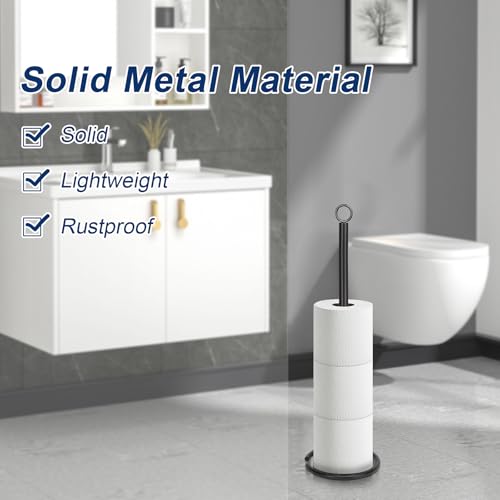 NearMoon Bath Toilet Paper Holder Stand, Freestanding Tissue Paper Storage with Reserve, Space Toilet 4 Rolls Holder for Bathroom/Kitchen Countertop-All Metal (1 Pack, Matte Black) - color: Matte Black