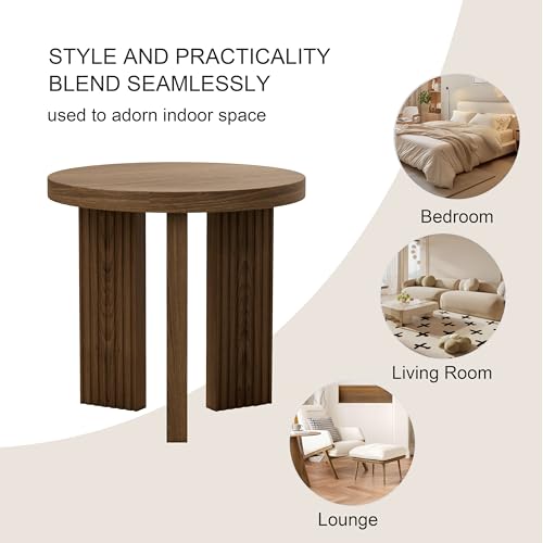 17.52" Small Round Side Table, Brown | Coffee Table with Smooth Thick Mesa, Circle End Table with X Shaped Stable Legs, Accent Tea Table for Living Room, Office - color: Brown, style: Side Table