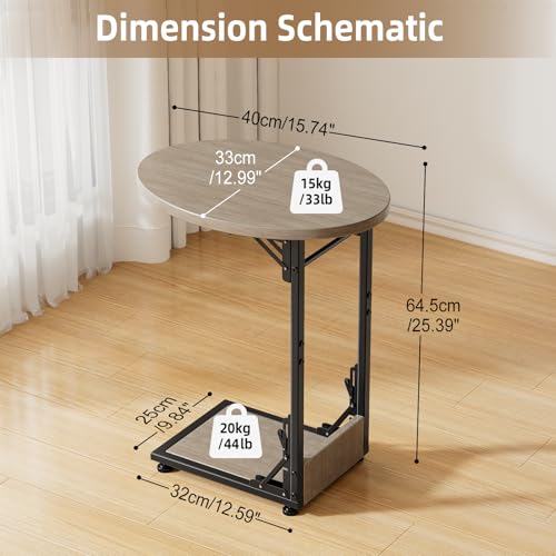Elbourn Folding Side Table End Couch Tables,Metal Frame C-Shaped TV Stand for Sofa Living Bedroom Bedside Coffee Small Spaces (Gray) - size: Gray