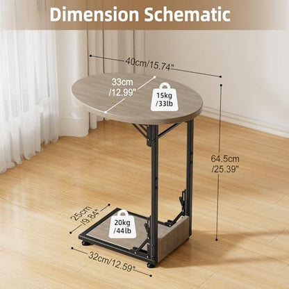 Elbourn Folding Side Table End Couch Tables,Metal Frame C-Shaped TV Stand for Sofa Living Bedroom Bedside Coffee Small Spaces (Gray) - size: Gray