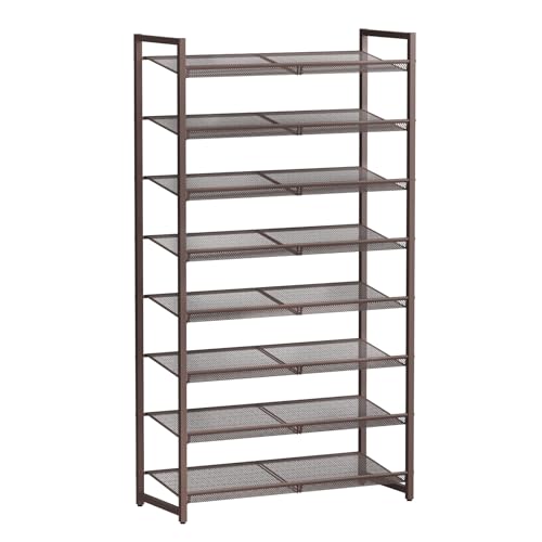 8Tier Metal Tall Shoe Rack,Large Shoe Rack for Closet,entryway,Garage, with Adjustable Flat or Angled Shelves, Hold 32-40 Pairs Shoes ﻿ - color: Bronze, size: 8Tier