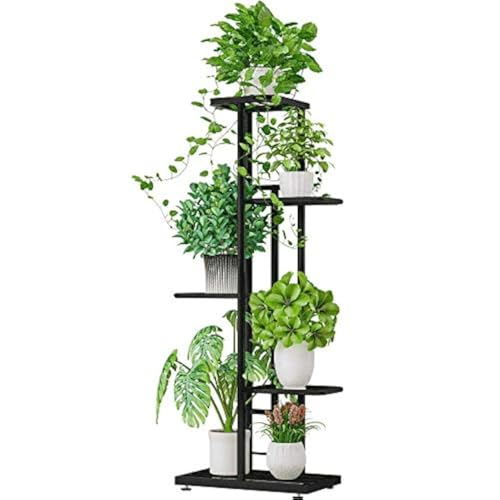MTB Garden 5 Tier Metal Plant Stand for Indoor Outdoor Flower Pot Display Planter Shelf, Charcoal Grey - color: Dark Grey, size: 5 Tier