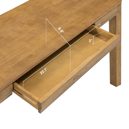 NTC Flow 47-Inch Console Table, Modern Solid Wood Entryway Table with Hidden Drawer, Waterproof & Heat Resistant, Narrow Table for Hallway, Living Room & Foyer, Teak Look - color: Teak Look, size: 47 Inch, style: Console