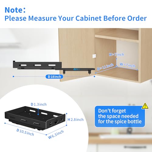 BOIVSHI Pull Out Spice Rack Organizer for Cabinet, Heavy Duty - Sliding Spice Rack, Vertical Spice Rack for Kitchen, Cabinet, Cupboard, Pantry (6.3''Wx10.5''Dx2.8''H, Metal Black) - size: 6.3''Wx10.5''Dx2.8''H,1 Tier