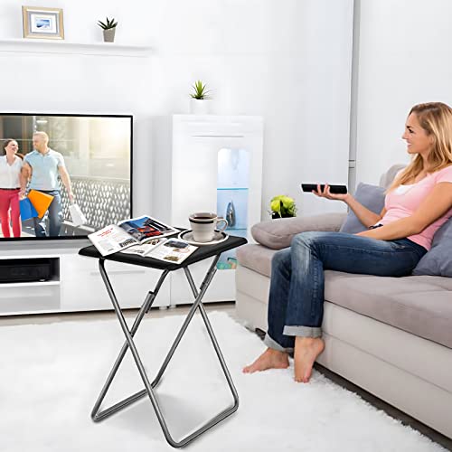 Folding TV Tray Table,TV Dinner Table with Sturdy MDF Top,Eating Trays for Living Room with No Assembly Required, 2PCS (Black) - color: Black, size: 2pcs