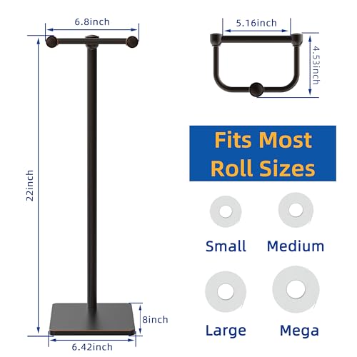 RUACQ Bathroom Toilet Paper Holder Stand, Oil Rubbed Bronze | Dual-Post Pivoting Free Standing Toilet Roll Holder with Weighted Base, Anti-drop Design 304 Stainless Steel Tissue Stand - color: Oil Rubbed Bronze, size: Free Standing