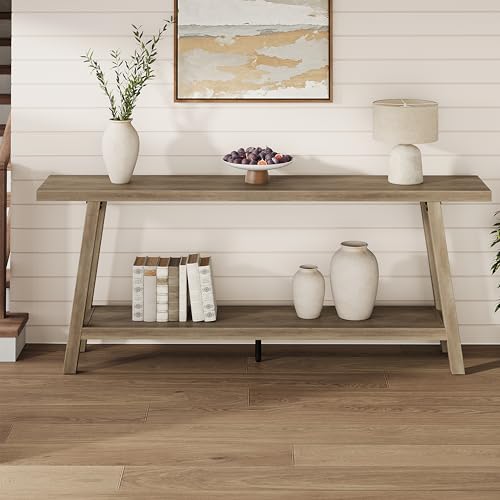 GarveeHome 70.87" Extra Long Console Table, Narrow Sofa Table Behind Couch, Rusitc Pear Entryway Table for Hallway Living Room Foyer, Farmhouse Accent Skinny Table, Rusitc Pear, 70.87" L x 14.02" W - color: Rustic Pear, size: 70.87"L x 14.02"W x 31.5"H