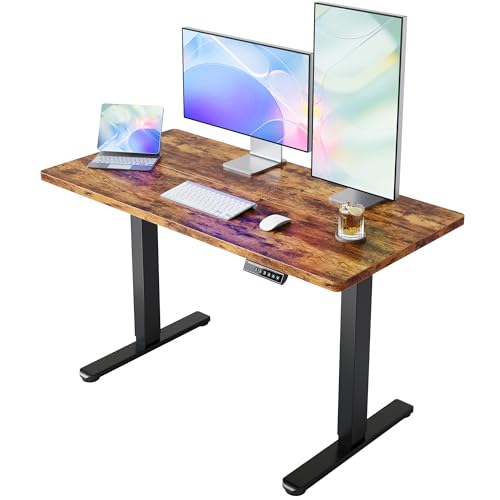 HUANUO Electric Standing Desk, 40 x 24 Inch Height Adjustable Computer Desk with Storage Bag, 4 Height Memory Settings, Sit Stand Up Desk for Home Office, Rustic Brown - color: Rustic Brown, size: 40" X 24"