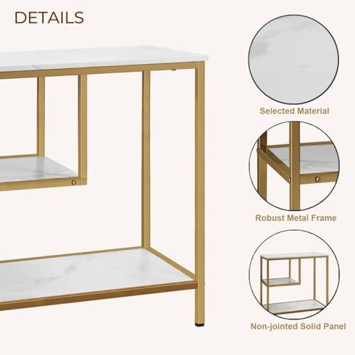 AT-VALY End Table Set of 2, 3-Tier Small End Table, Nightstand for Living Room, Bedroom, Office, Bathroom (Gold)
