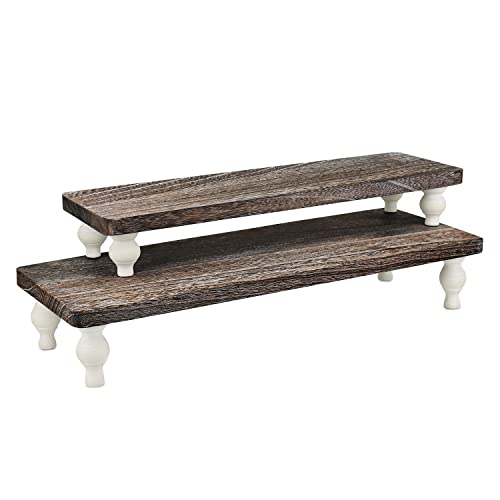 Ikee Design 2 Pcs Set Wooden Display Riser, Cupcake Dessert Display Riser, Countertop Centerpiece Dessert Serving Stand, Artificial Plant Pot Display Stand for Garden Decor, Coffee Color - color: Coffee