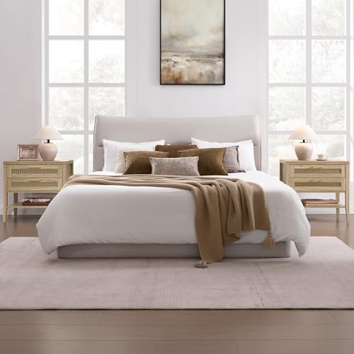 SICOTAS Night Stand Set 2 - Large Nightstands Sets of 2 with Drawers and Shelf, Rustic Bedside Table for Bedroom, Mid Century Modern Nightstand, 25.7" Tall Side End Table (Light Walnut, 2 Pieces) - color: Light Walnut, size: 2 Pieces