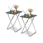 Folding TV Tray Table,TV Dinner Table with Sturdy MDF Top,Eating Trays for Living Room with No Assembly Required, 2PCS (Black Marble) - color: Black Marble, size: 2pcs