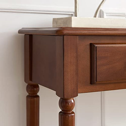 Leick Home Coastal Solid Wood Console Table with Shelf and Drawers, Rich Pecan Brown, Perfect for Entryways, Hallways, and Living Rooms, 20028-PC - color: Pecan, size: 2 Drawers