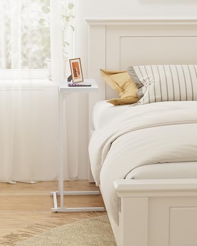 TUTOTAK C Shaped End Table, Small Side Table, 28.7 inch Tall Couch Table, Sofa Table, Living Room, Bed Room, White TB01BW071 - color: White
