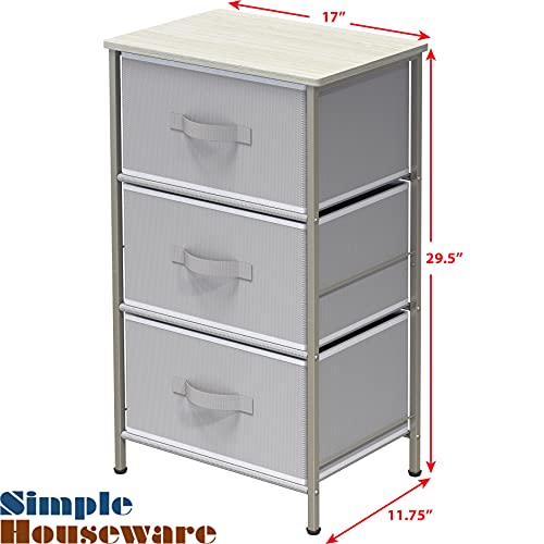 Simple Houseware 3 Drawer Nightstand Dresser with Wood Top, Grey - color: Grey, size: 3 Drawers