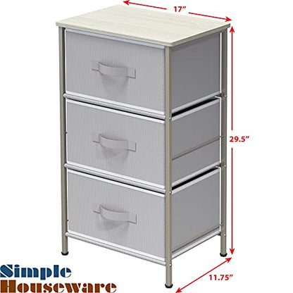 Simple Houseware 3 Drawer Nightstand Dresser with Wood Top, Grey - color: Grey, size: 3 Drawers