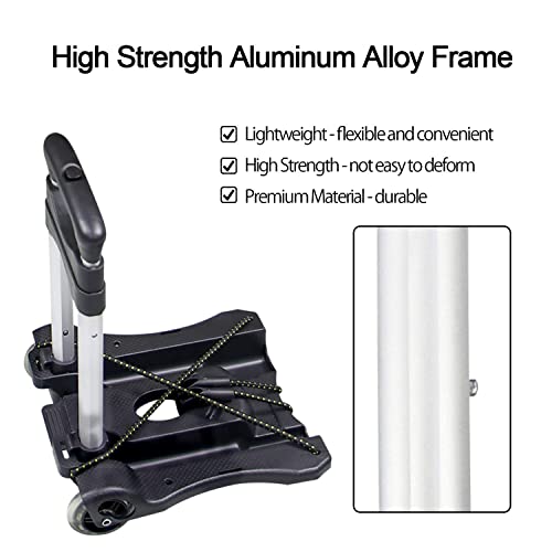 Sutekus Folding Hand Truck and Dolly 110-lbs Lightweight Portable Luggage Cart for School Travel Office Moving (Black) - color: Black