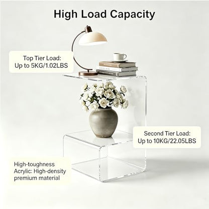 Acrylic End Table, 21.6" H C-Shaped End Table, Side Table for Living Room, Bedside Table for Bedroom, Acrylic Clear C Side Table (Clear) - color: Clear