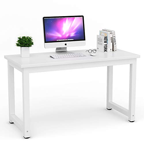 Tribesigns Modern Simple Computer Desk, 47 inch Office Desk Computer Table, Study Writing Study Desk for Home Office, White - color: White, size: 47*23.6 inch